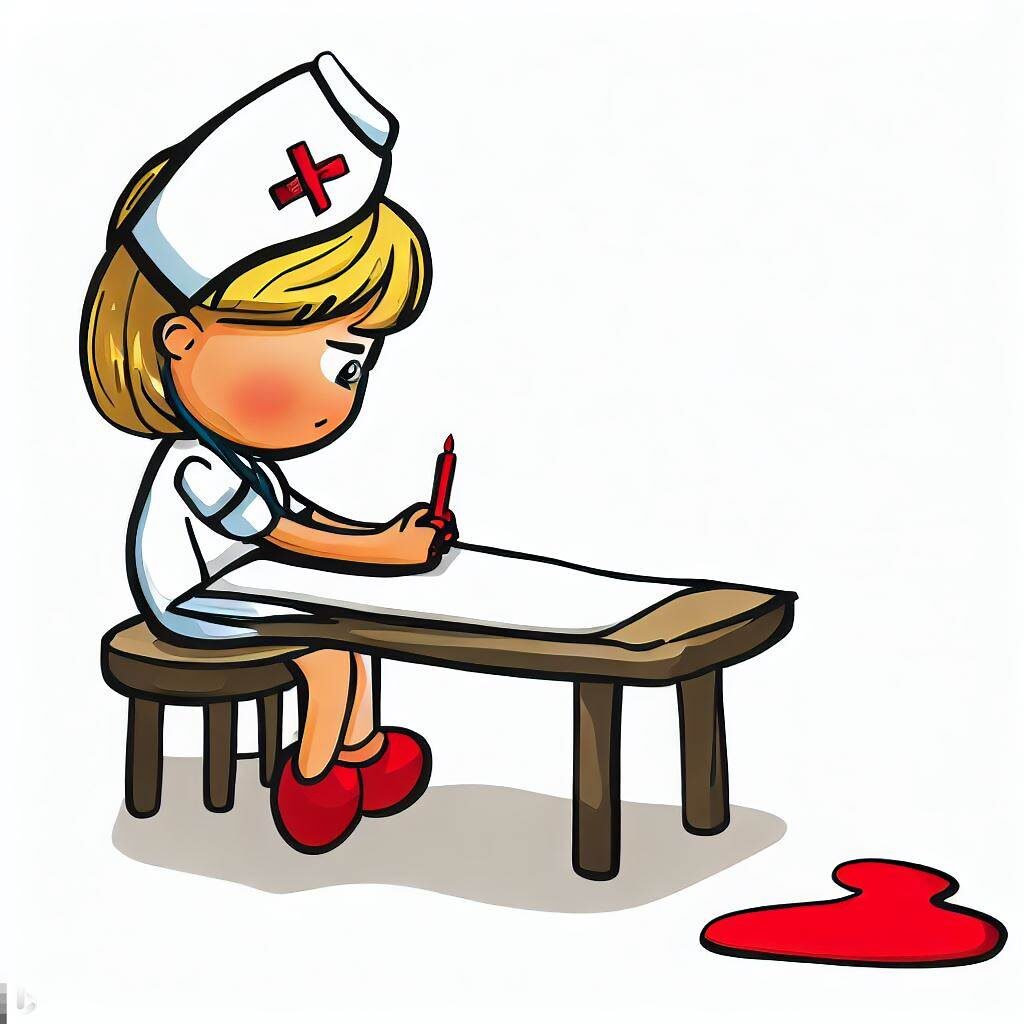Nurse with a red crayon